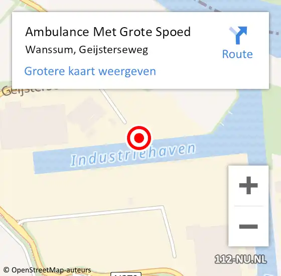 Locatie op kaart van de 112 melding: Ambulance Met Grote Spoed Naar Wanssum, Geijsterseweg op 2 september 2015 07:54