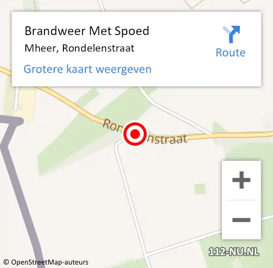 Locatie op kaart van de 112 melding: Brandweer Met Spoed Naar Mheer, Rondelenstraat op 2 september 2015 08:44