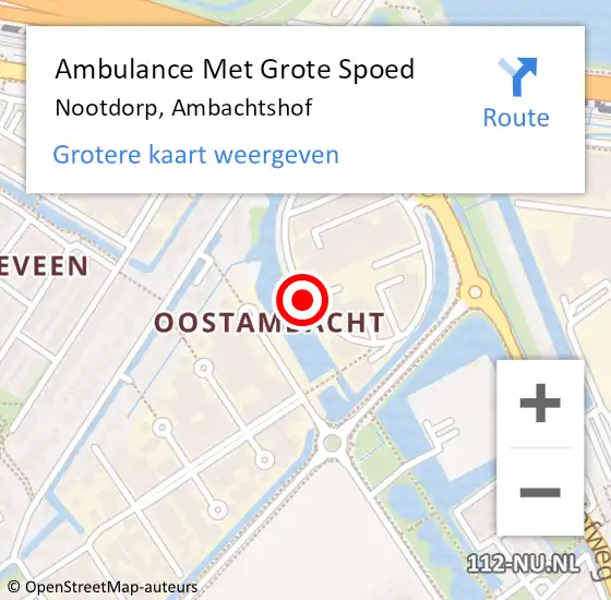 Locatie op kaart van de 112 melding: Ambulance Met Grote Spoed Naar Nootdorp, Ambachtshof op 2 september 2015 08:59