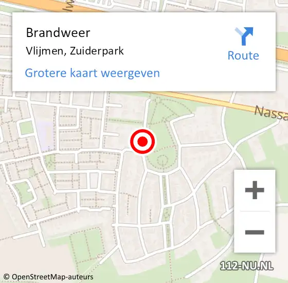 Locatie op kaart van de 112 melding: Brandweer Vlijmen, Zuiderpark op 2 september 2015 09:40