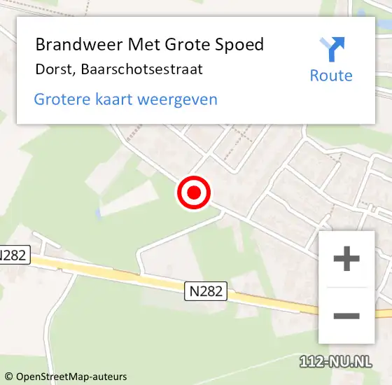 Locatie op kaart van de 112 melding: Brandweer Met Grote Spoed Naar Dorst, Baarschotsestraat op 2 september 2015 09:43