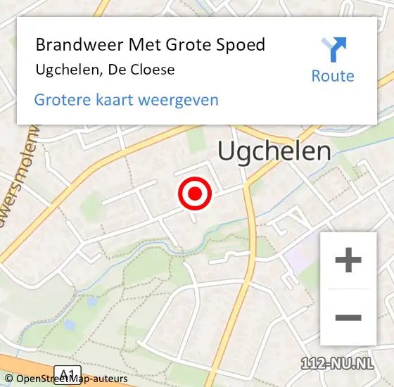 Locatie op kaart van de 112 melding: Brandweer Met Grote Spoed Naar Ugchelen, De Cloese op 2 september 2015 10:34