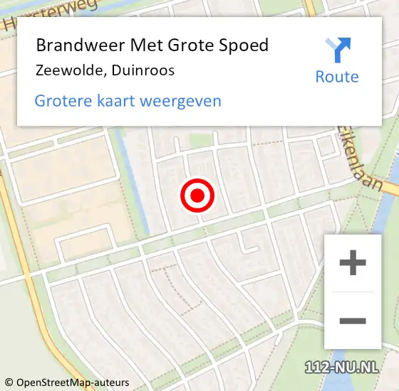 Locatie op kaart van de 112 melding: Brandweer Met Grote Spoed Naar Zeewolde, Duinroos op 2 september 2015 12:40