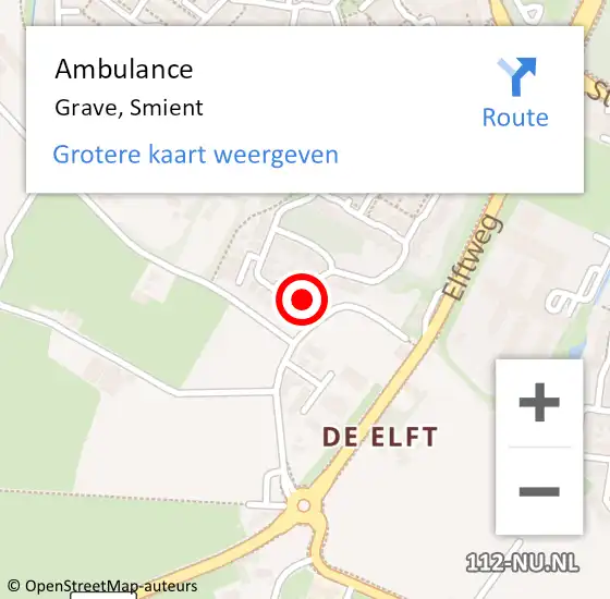 Locatie op kaart van de 112 melding: Ambulance Grave, Smient op 2 september 2015 12:50