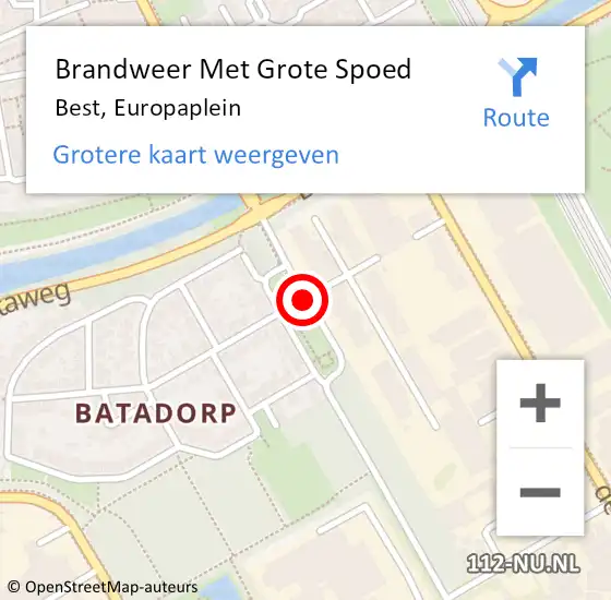 Locatie op kaart van de 112 melding: Brandweer Met Grote Spoed Naar Best, Europaplein op 2 september 2015 13:08