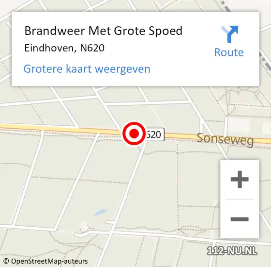 Locatie op kaart van de 112 melding: Brandweer Met Grote Spoed Naar Eindhoven, N620 op 19 november 2013 10:58