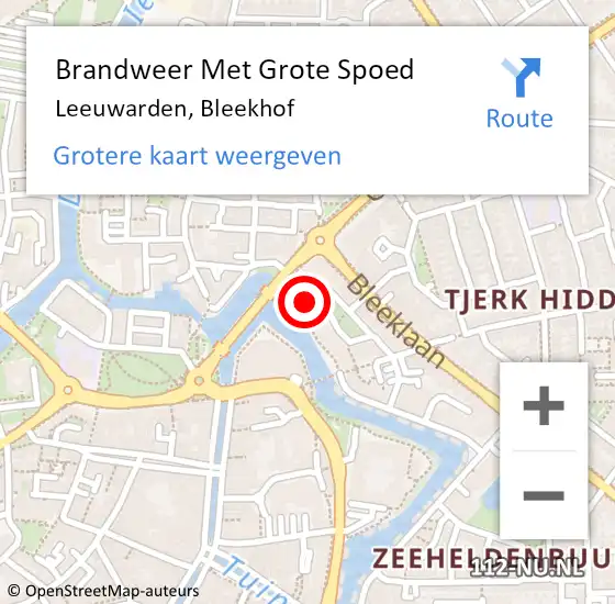Locatie op kaart van de 112 melding: Brandweer Met Grote Spoed Naar Leeuwarden, Bleekhof op 2 september 2015 13:49