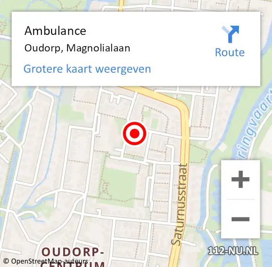 Locatie op kaart van de 112 melding: Ambulance Oudorp, Magnolialaan op 2 september 2015 14:00