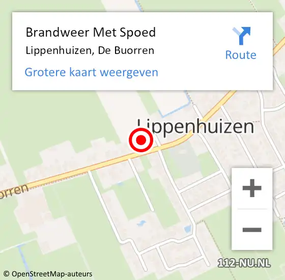 Locatie op kaart van de 112 melding: Brandweer Met Spoed Naar Lippenhuizen, De Buorren op 2 september 2015 14:52