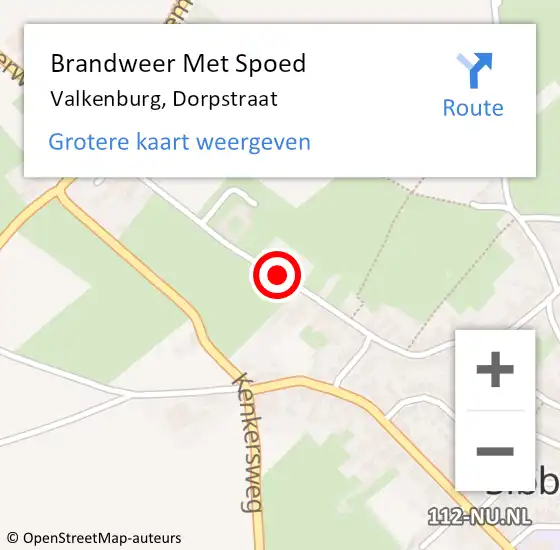 Locatie op kaart van de 112 melding: Brandweer Met Spoed Naar Valkenburg, Dorpstraat op 2 september 2015 15:34