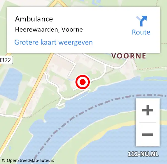 Locatie op kaart van de 112 melding: Ambulance Heerewaarden, Voorne op 2 september 2015 15:55