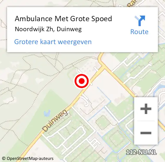 Locatie op kaart van de 112 melding: Ambulance Met Grote Spoed Naar Noordwijk Zh, Duinweg op 2 september 2015 16:03