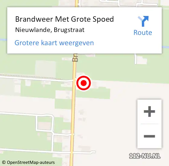Locatie op kaart van de 112 melding: Brandweer Met Grote Spoed Naar Nieuwlande, Brugstraat op 2 september 2015 16:33