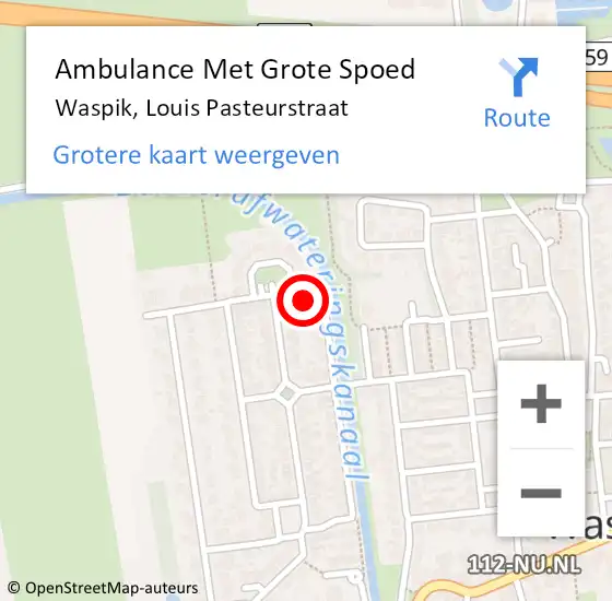 Locatie op kaart van de 112 melding: Ambulance Met Grote Spoed Naar Waspik, Louis Pasteurstraat op 2 september 2015 17:53