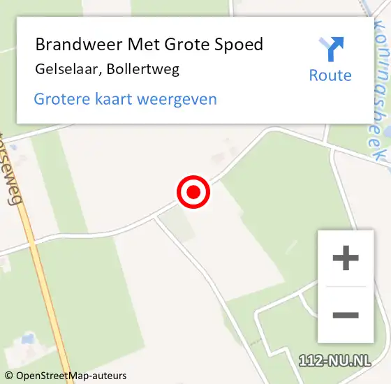 Locatie op kaart van de 112 melding: Brandweer Met Grote Spoed Naar Gelselaar, Bollertweg op 2 september 2015 18:10