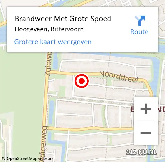 Locatie op kaart van de 112 melding: Brandweer Met Grote Spoed Naar Hoogeveen, Bittervoorn op 2 september 2015 18:18