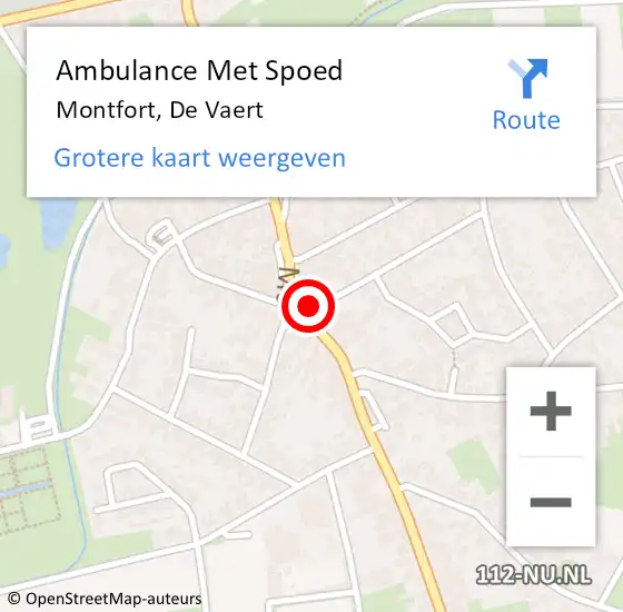 Locatie op kaart van de 112 melding: Ambulance Met Spoed Naar Montfort, De Vaert op 2 september 2015 18:42