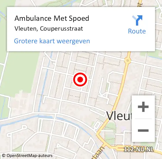 Locatie op kaart van de 112 melding: Ambulance Met Spoed Naar Vleuten, Couperusstraat op 2 september 2015 19:04