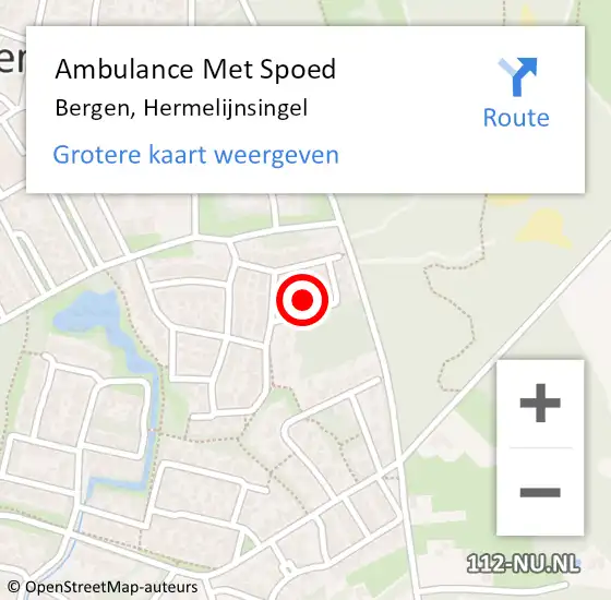 Locatie op kaart van de 112 melding: Ambulance Met Spoed Naar Bergen, Hermelijnsingel op 2 september 2015 19:40