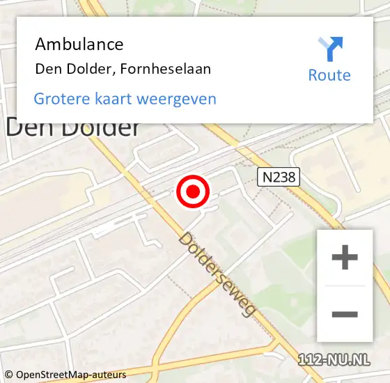 Locatie op kaart van de 112 melding: Ambulance Den Dolder, Fornheselaan op 2 september 2015 19:41