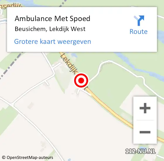 Locatie op kaart van de 112 melding: Ambulance Met Spoed Naar Beusichem, Lekdijk West op 2 september 2015 20:13