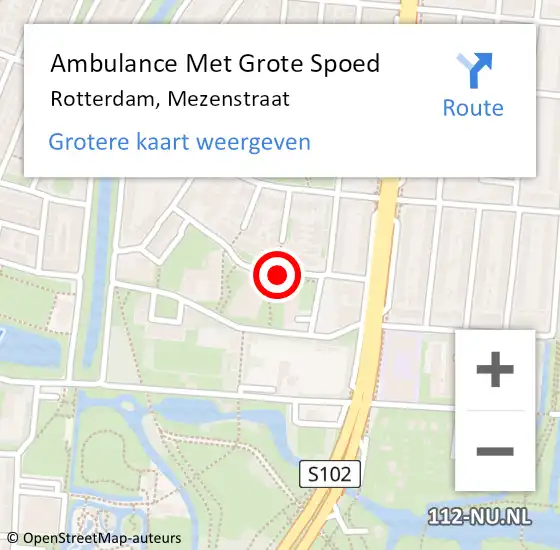 Locatie op kaart van de 112 melding: Ambulance Met Grote Spoed Naar Rotterdam, Mezenstraat op 2 september 2015 20:25
