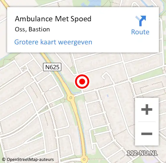 Locatie op kaart van de 112 melding: Ambulance Met Spoed Naar Oss, Bastion op 2 september 2015 21:34