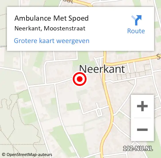 Locatie op kaart van de 112 melding: Ambulance Met Spoed Naar Neerkant, Moostenstraat op 2 september 2015 21:50