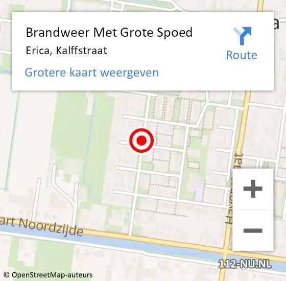 Locatie op kaart van de 112 melding: Brandweer Met Grote Spoed Naar Erica, Kalffstraat op 2 september 2015 22:04