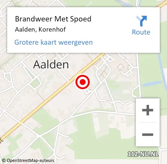 Locatie op kaart van de 112 melding: Brandweer Met Spoed Naar Aalden, Korenhof op 2 september 2015 22:37