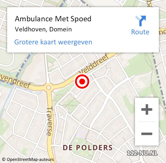 Locatie op kaart van de 112 melding: Ambulance Met Spoed Naar Veldhoven, Domein op 2 september 2015 23:05