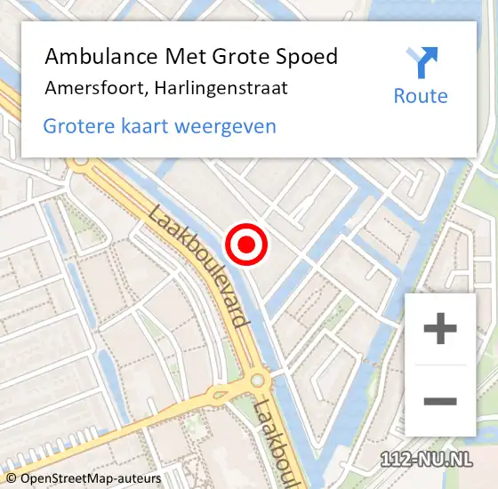 Locatie op kaart van de 112 melding: Ambulance Met Grote Spoed Naar Amersfoort, Harlingenstraat op 2 september 2015 23:48
