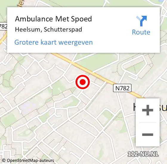 Locatie op kaart van de 112 melding: Ambulance Met Spoed Naar Heelsum, Schutterspad op 3 september 2015 00:26
