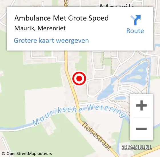 Locatie op kaart van de 112 melding: Ambulance Met Grote Spoed Naar Maurik, Merenriet op 3 september 2015 03:27