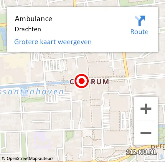 Locatie op kaart van de 112 melding: Ambulance Drachten op 3 september 2015 03:38