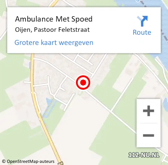 Locatie op kaart van de 112 melding: Ambulance Met Spoed Naar Oijen, Pastoor Feletstraat op 3 september 2015 07:25