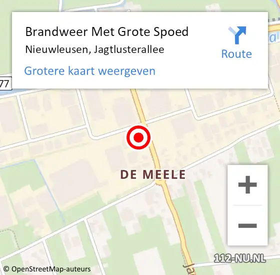 Locatie op kaart van de 112 melding: Brandweer Met Grote Spoed Naar Nieuwleusen, Jagtlusterallee op 3 september 2015 07:59