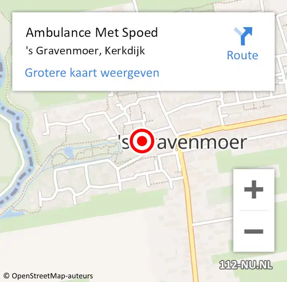 Locatie op kaart van de 112 melding: Ambulance Met Spoed Naar 's Gravenmoer, Kerkdijk op 3 september 2015 08:45