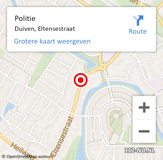 Locatie op kaart van de 112 melding: Politie Duiven, Eltensestraat op 3 september 2015 08:46