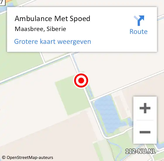 Locatie op kaart van de 112 melding: Ambulance Met Spoed Naar Maasbree, Siberie op 3 september 2015 08:51