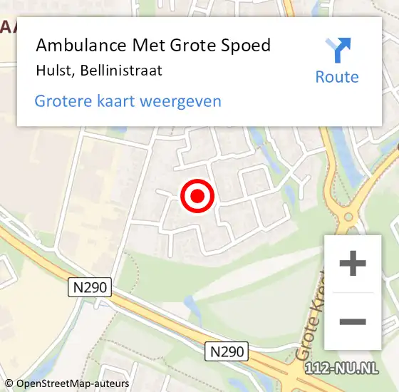 Locatie op kaart van de 112 melding: Ambulance Met Grote Spoed Naar Hulst, Bellinistraat op 3 september 2015 09:10