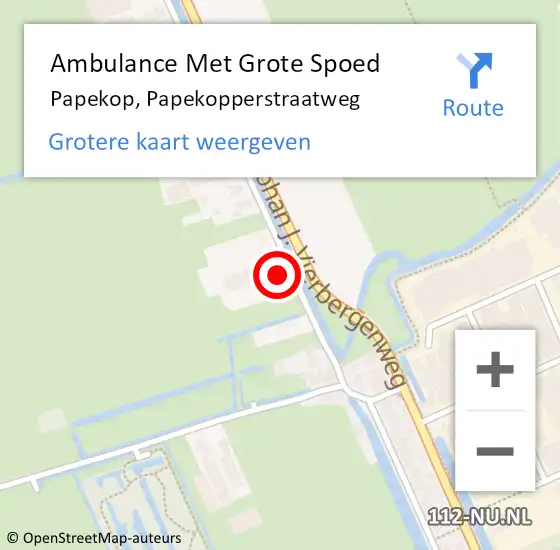 Locatie op kaart van de 112 melding: Ambulance Met Grote Spoed Naar Papekop, Papekopperstraatweg op 3 september 2015 10:04