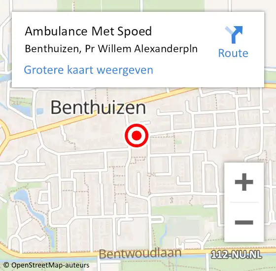 Locatie op kaart van de 112 melding: Ambulance Met Spoed Naar Benthuizen, Pr Willem Alexanderpln op 3 september 2015 10:50