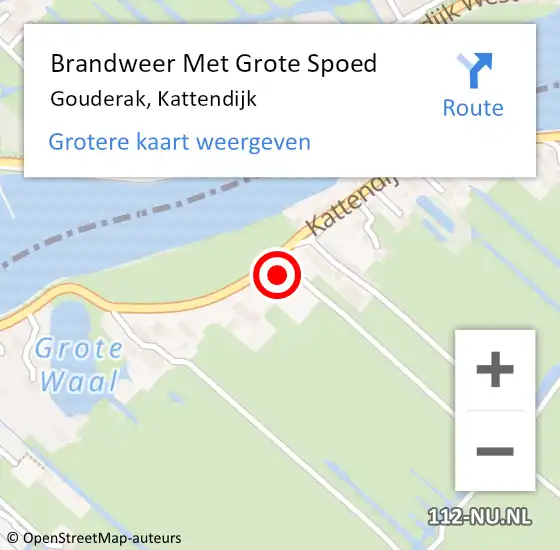 Locatie op kaart van de 112 melding: Brandweer Met Grote Spoed Naar Gouderak, Kattendijk op 3 september 2015 11:01