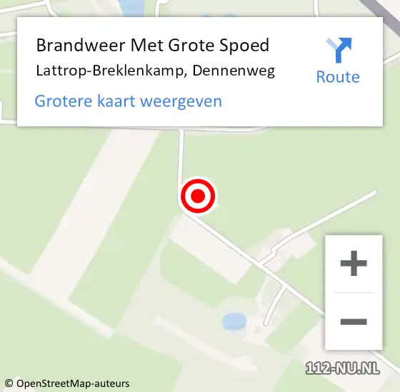 Locatie op kaart van de 112 melding: Brandweer Met Grote Spoed Naar Lattrop-Breklenkamp, Dennenweg op 3 september 2015 12:22