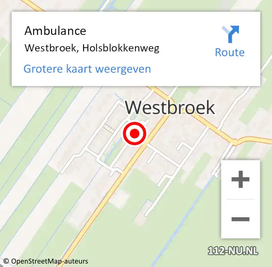 Locatie op kaart van de 112 melding: Ambulance Westbroek, Holsblokkenweg op 3 september 2015 13:38