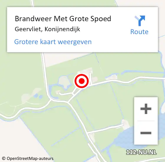 Locatie op kaart van de 112 melding: Brandweer Met Grote Spoed Naar Geervliet, Konijnendijk op 3 september 2015 14:26