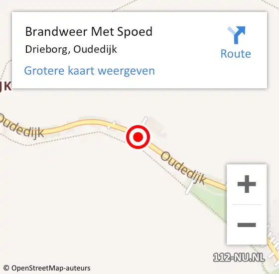 Locatie op kaart van de 112 melding: Brandweer Met Spoed Naar Drieborg, Oudedijk op 3 september 2015 15:52