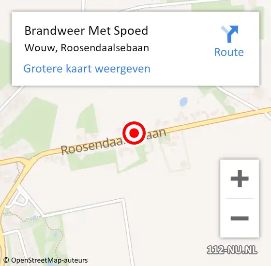 Locatie op kaart van de 112 melding: Brandweer Met Spoed Naar Wouw, Roosendaalsebaan op 3 september 2015 15:54