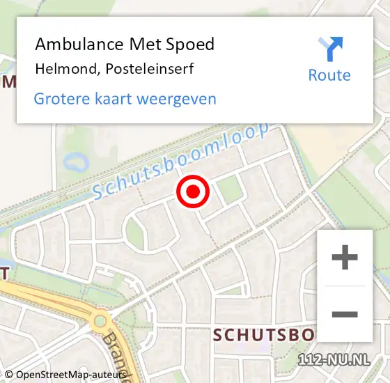 Locatie op kaart van de 112 melding: Ambulance Met Spoed Naar Helmond, Posteleinserf op 3 september 2015 15:56